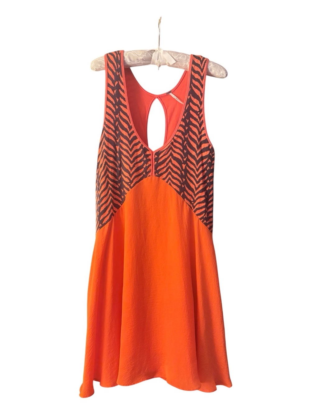 Free People Orange Lined Mini Sleeveless Zebra-Print Mini Dress Size M- like new